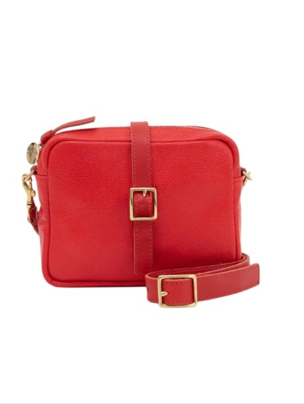 Clare V Gigi Bag Scarlet Pebble  Crossbody Bag with Gold Buckle